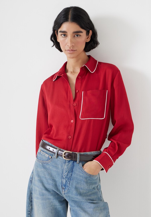 Kinsey Long Sleeve Piping Detailed Shirt