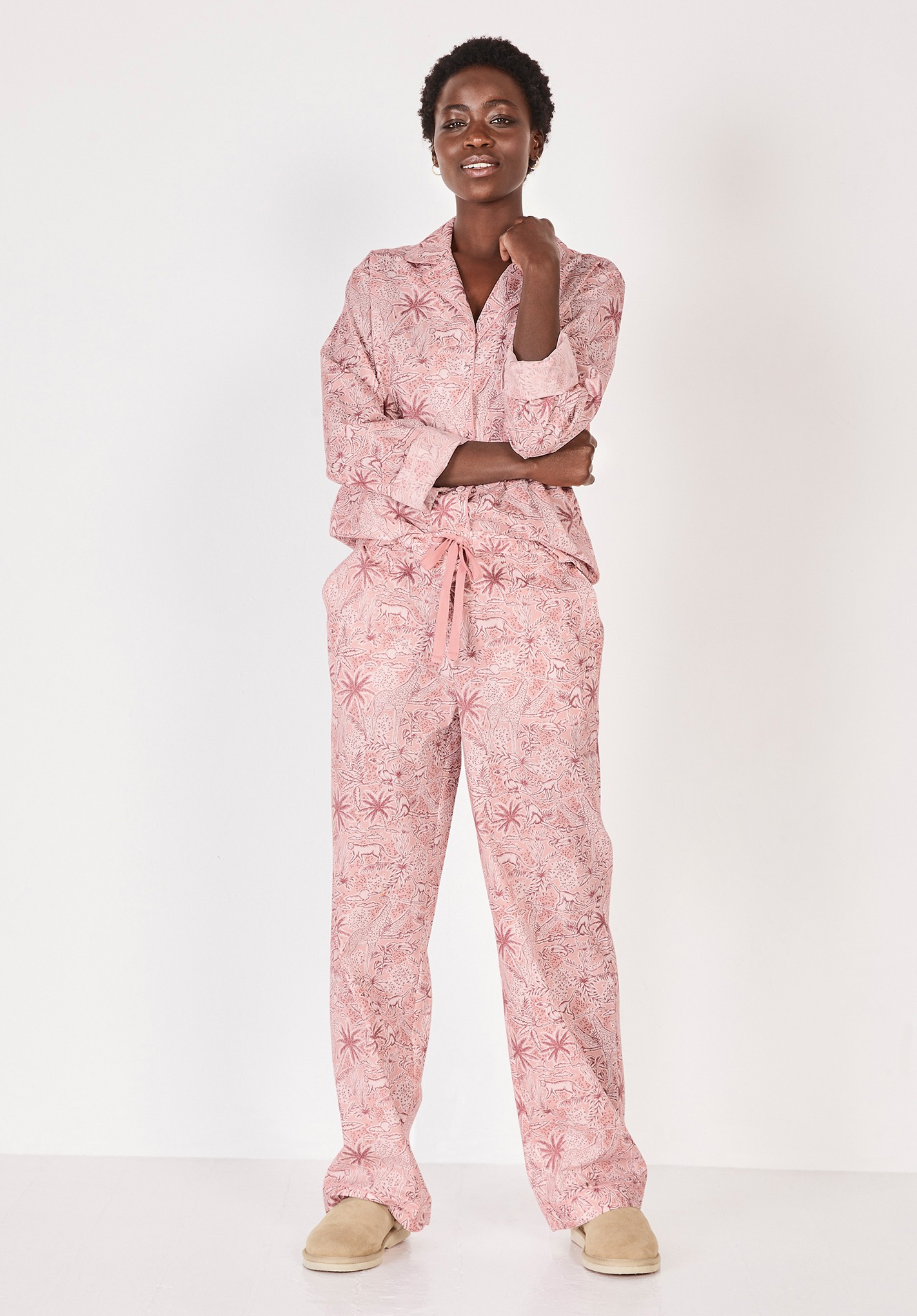 Hush animal-safari-soft-pinks Isla Printed Cotton Pyjamas Animal Safari Soft Pinks