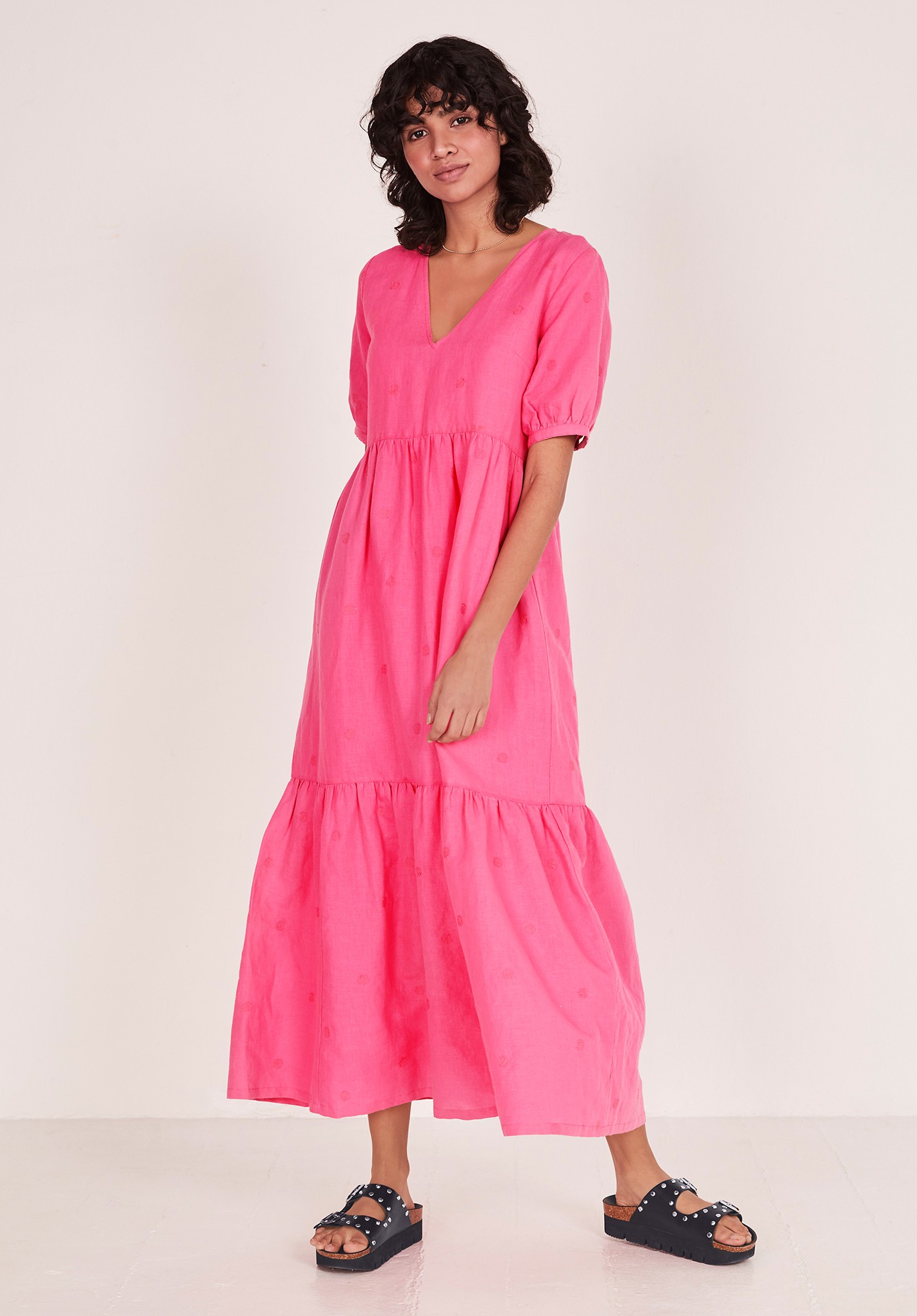 hush pink Kloe Hemp Midi Dress Pink