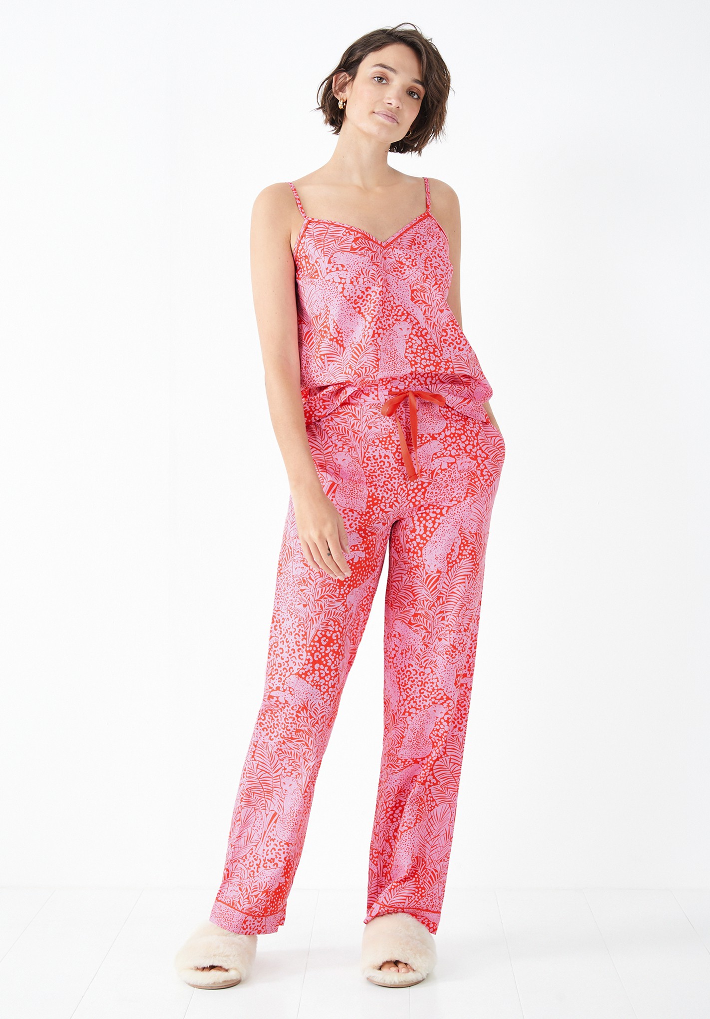 Hush hidden-leopard-orange-pink Isla Printed Cami Pyjamas Orange/Pink