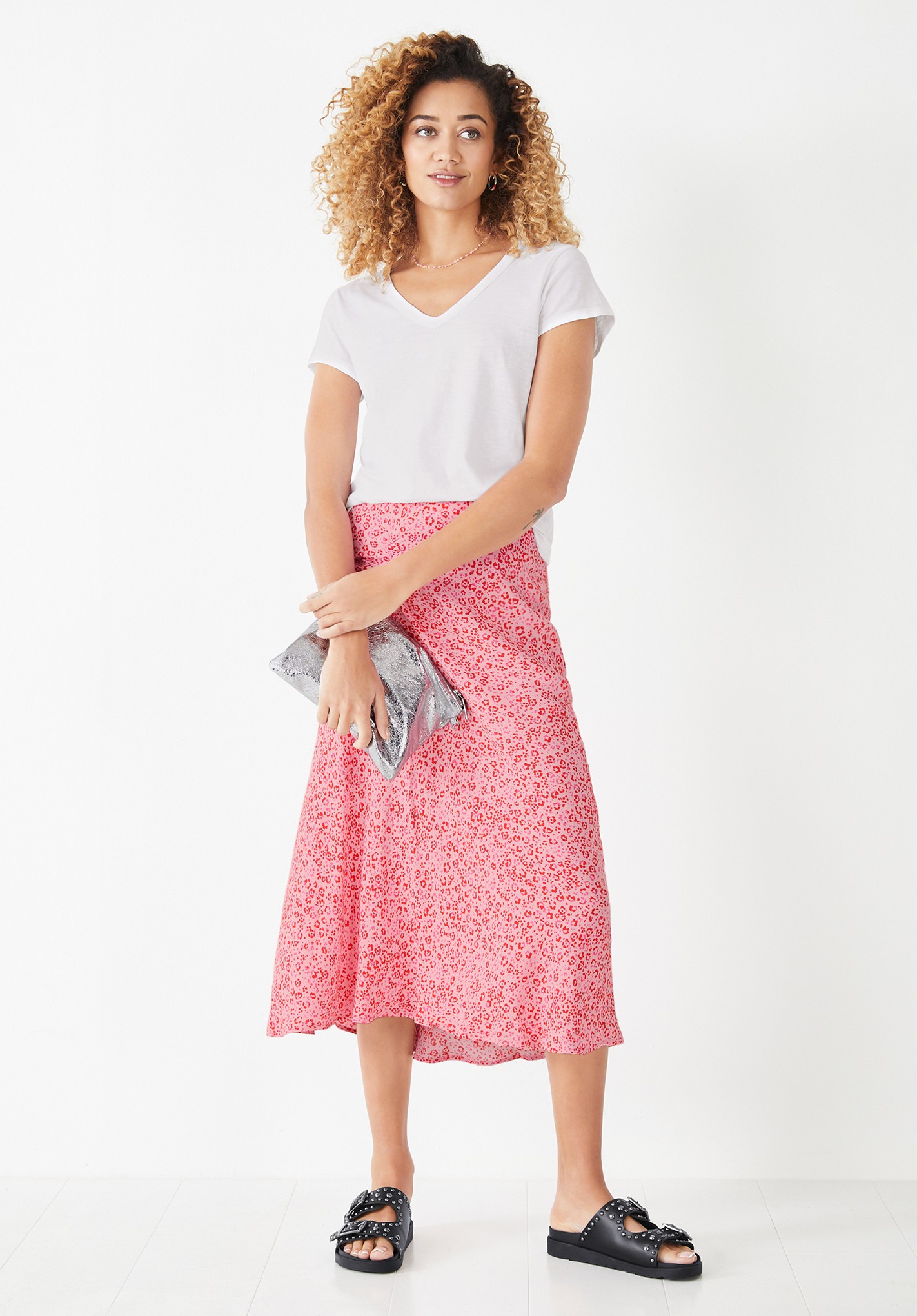 hush santana leopard midi skirt green